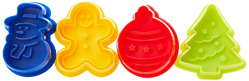 Ibili 733100 - Set 4 cortapastas con expulsor Navidad
